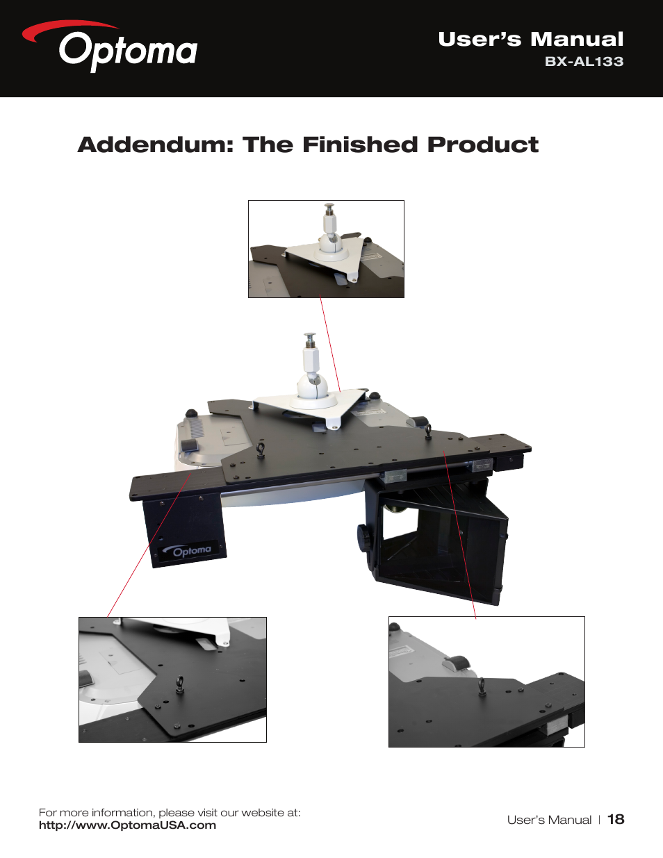 Addendum: the finished product, User’s manual | Optoma BX-AL133 User Manual | Page 18 / 19