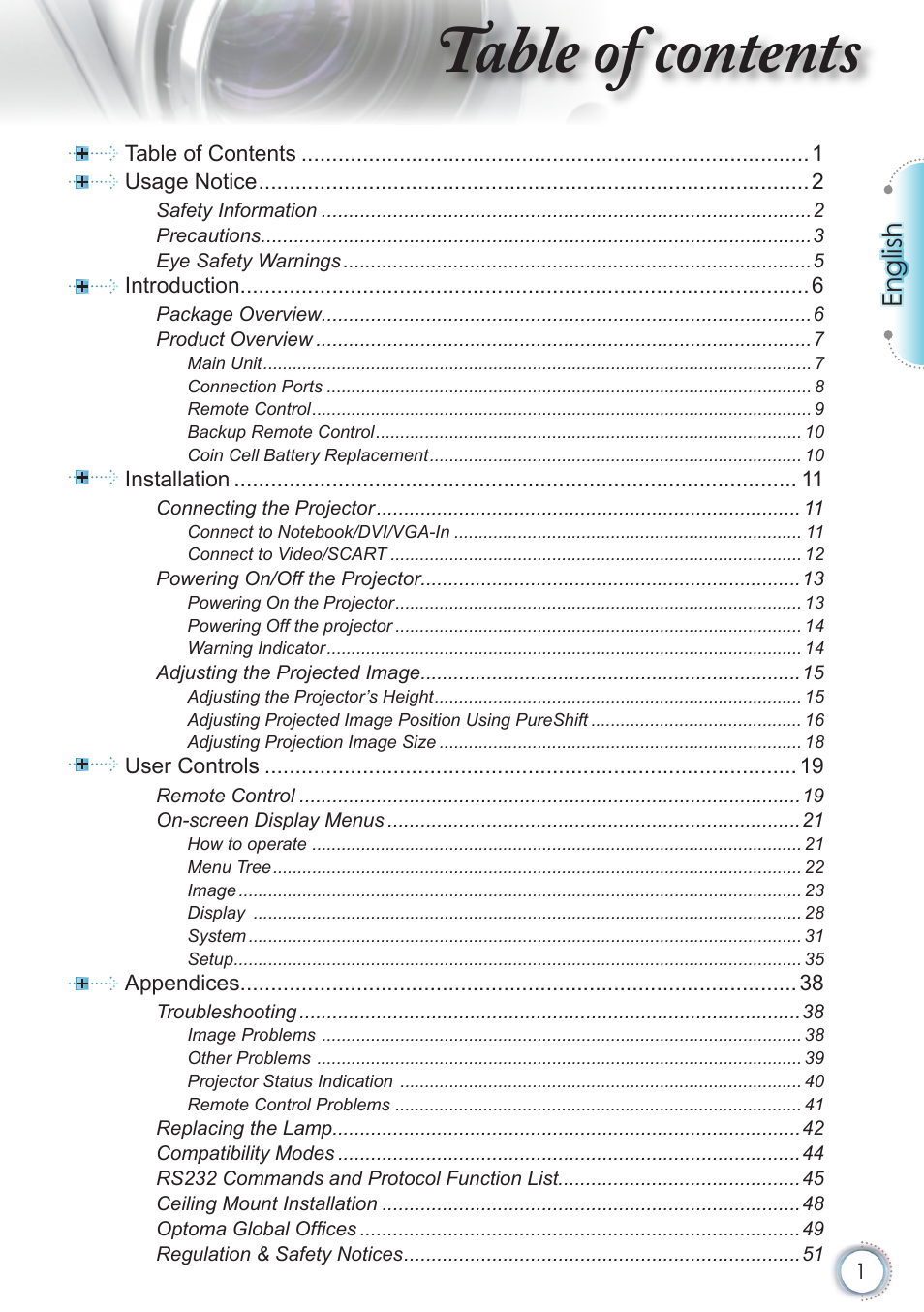 Optoma HD82 User Manual | 52 pages