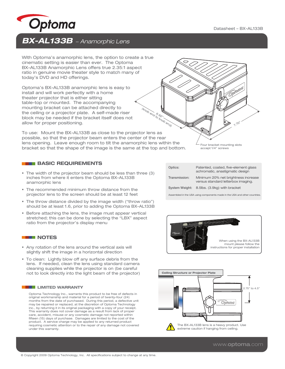 Optoma BX-AL133B User Manual | 1 page