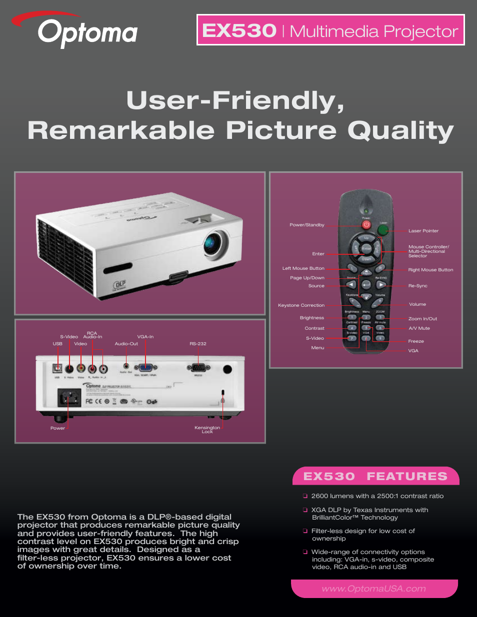 Optoma Optoma EX530 User Manual | 2 pages