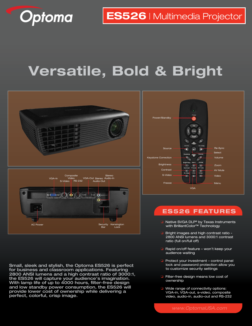 Optoma ES526 User Manual | 2 pages