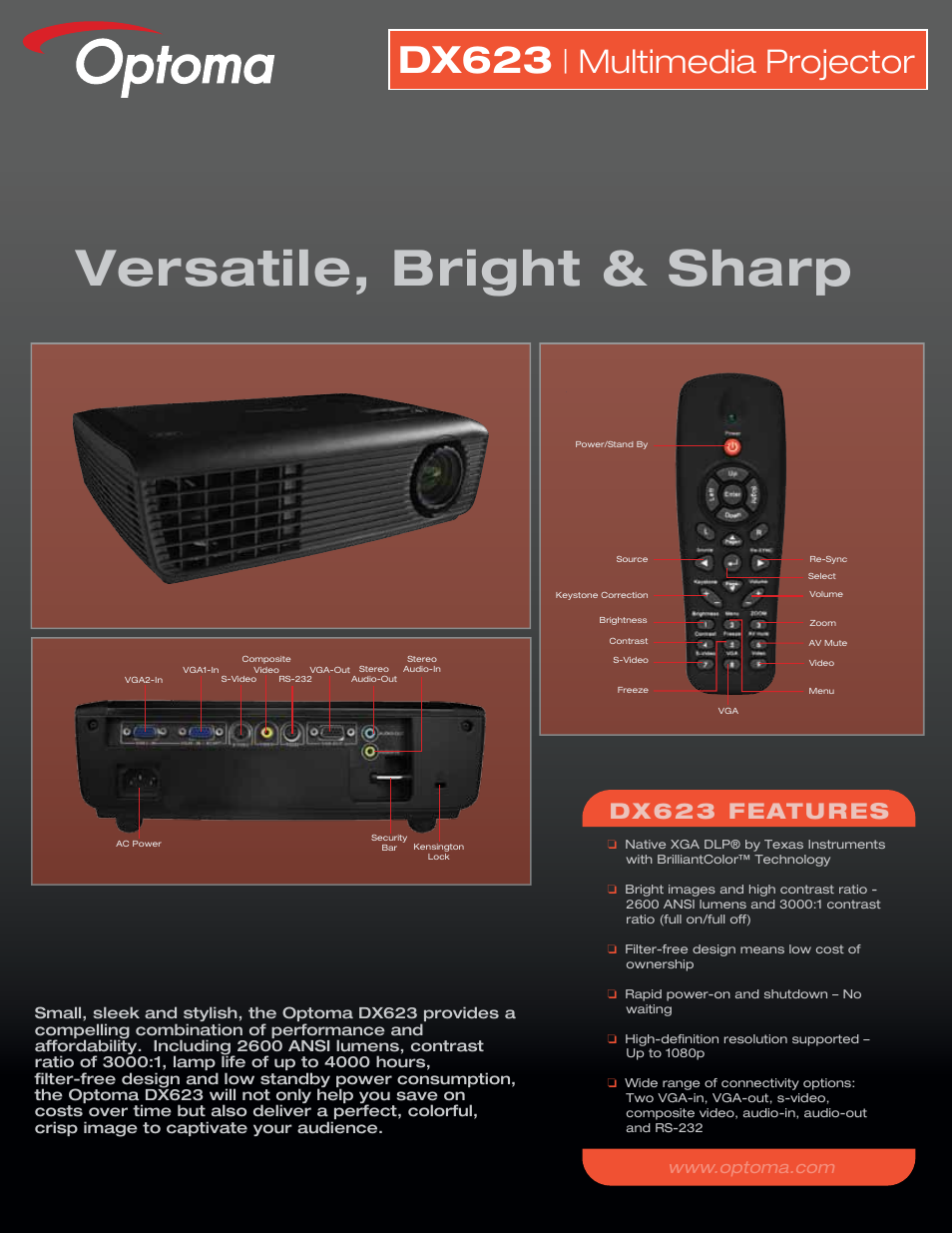 Optoma DX623 User Manual | 2 pages