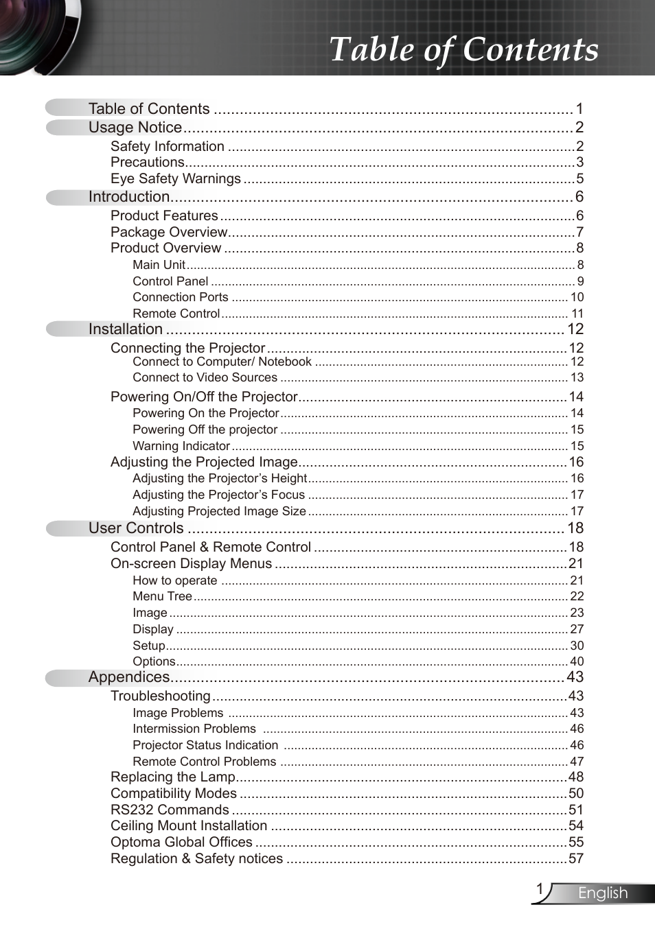 Optoma RMC-25key User Manual | 58 pages