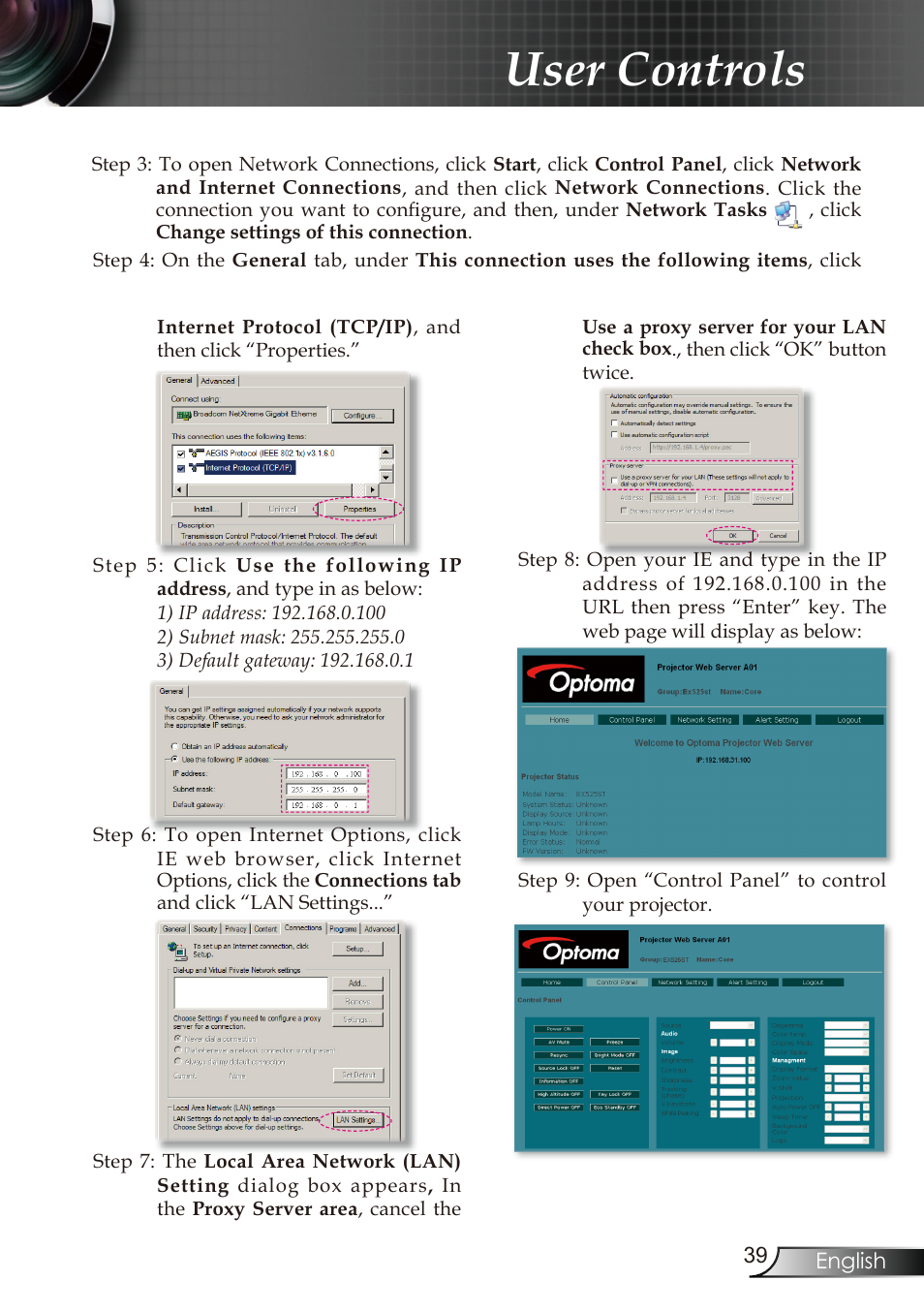 User controls | Optoma RMC-25key User Manual | Page 39 / 58