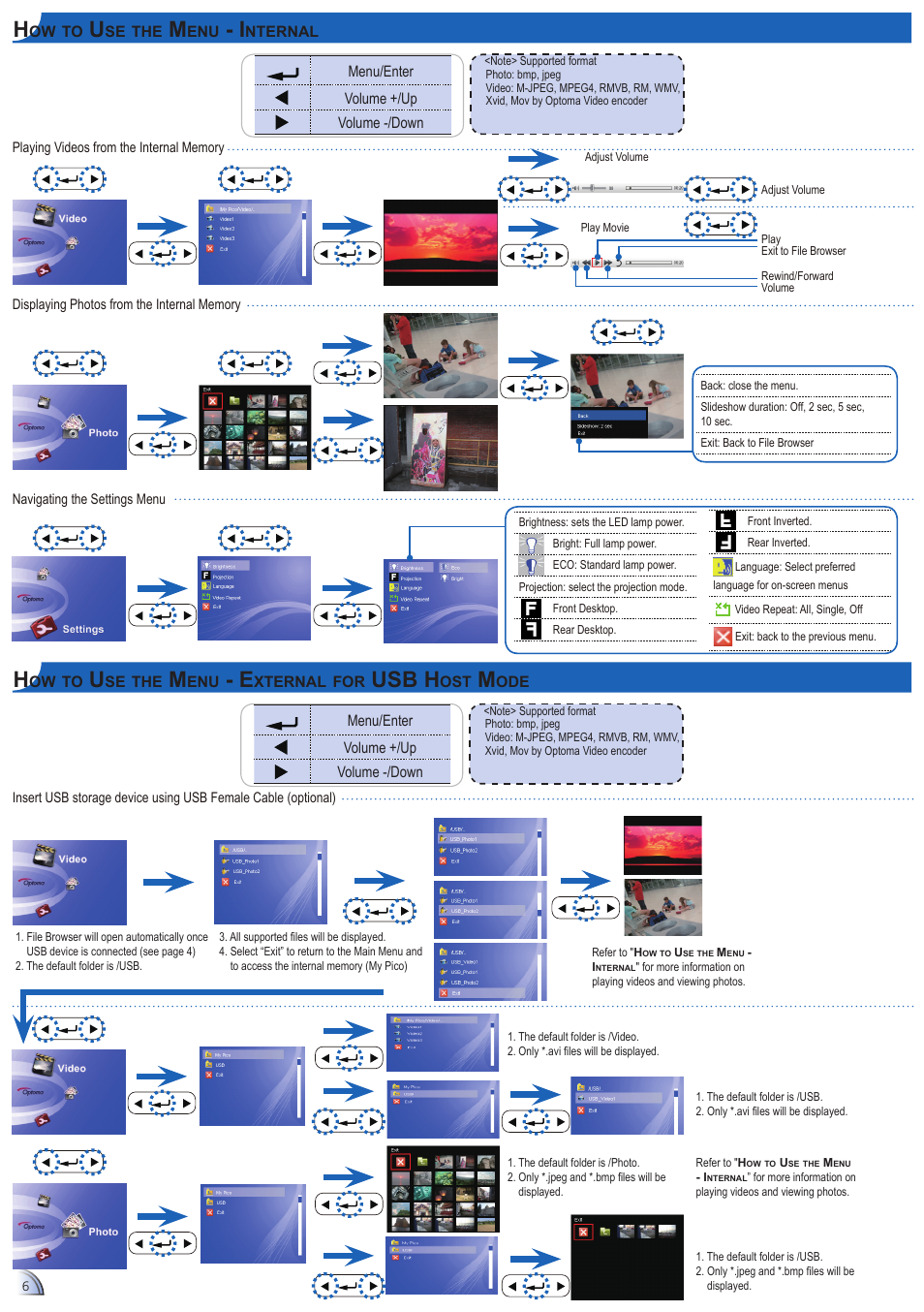 Usb h | Optoma Optoma Pico PK102 User Manual | Page 6 / 7