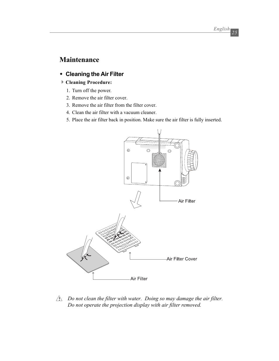 Maintenance | Optoma Optoma EP615H User Manual | Page 25 / 29