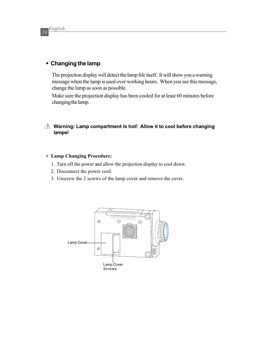 M changing the lamp | Optoma Optoma EP615H User Manual | Page 26 / 29