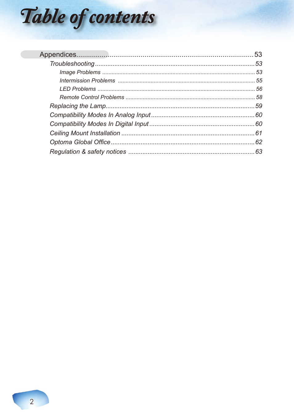 Optoma Home Theatre Projector User Manual | Page 4 / 68