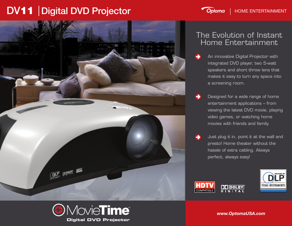 Optoma Optoma MovieTime DV11 User Manual | 2 pages