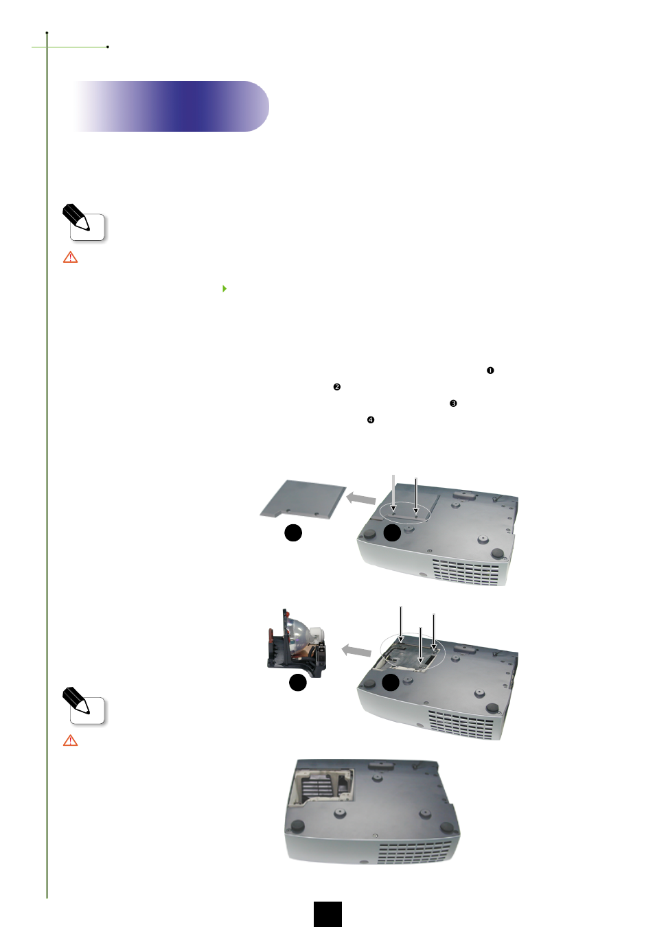 Appendices, Changing the lamp | Optoma Optoma EP750 User Manual | Page 24 / 26