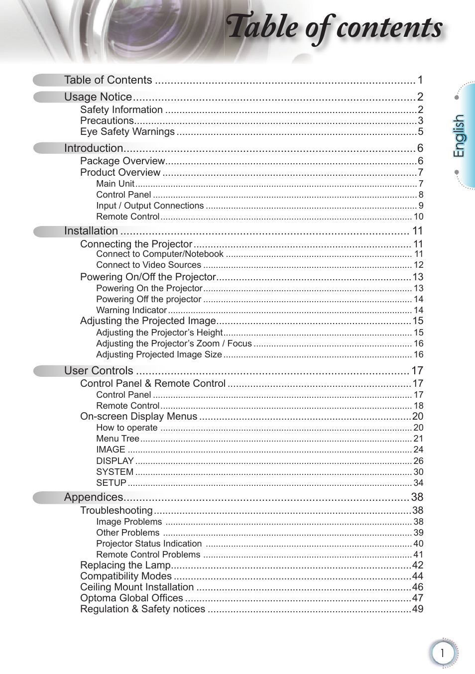 Optoma HD20 User Manual | 50 pages