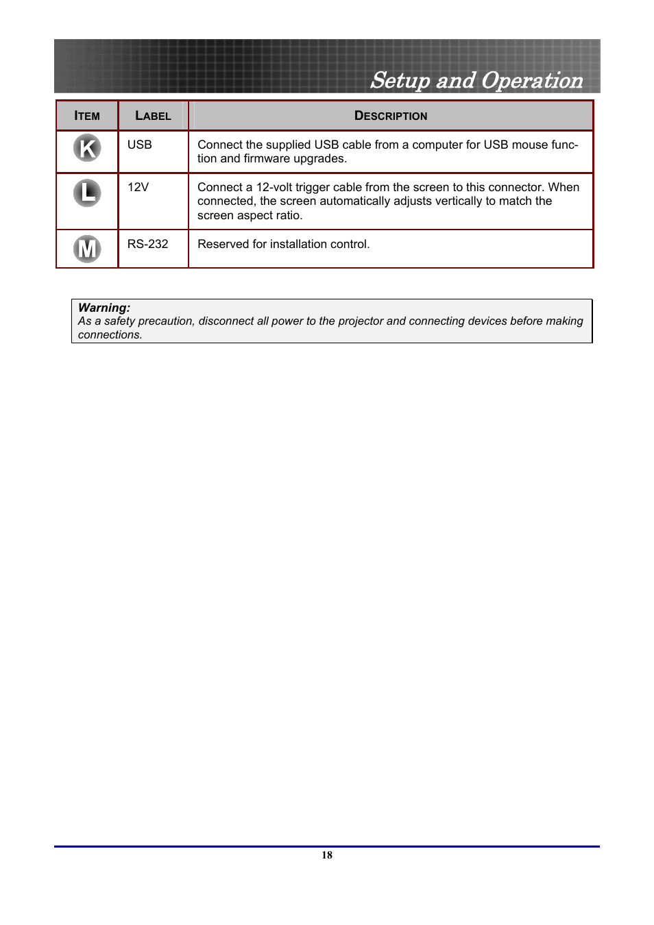 Setup and operation | Optoma Optoma EP771 User Manual | Page 18 / 53