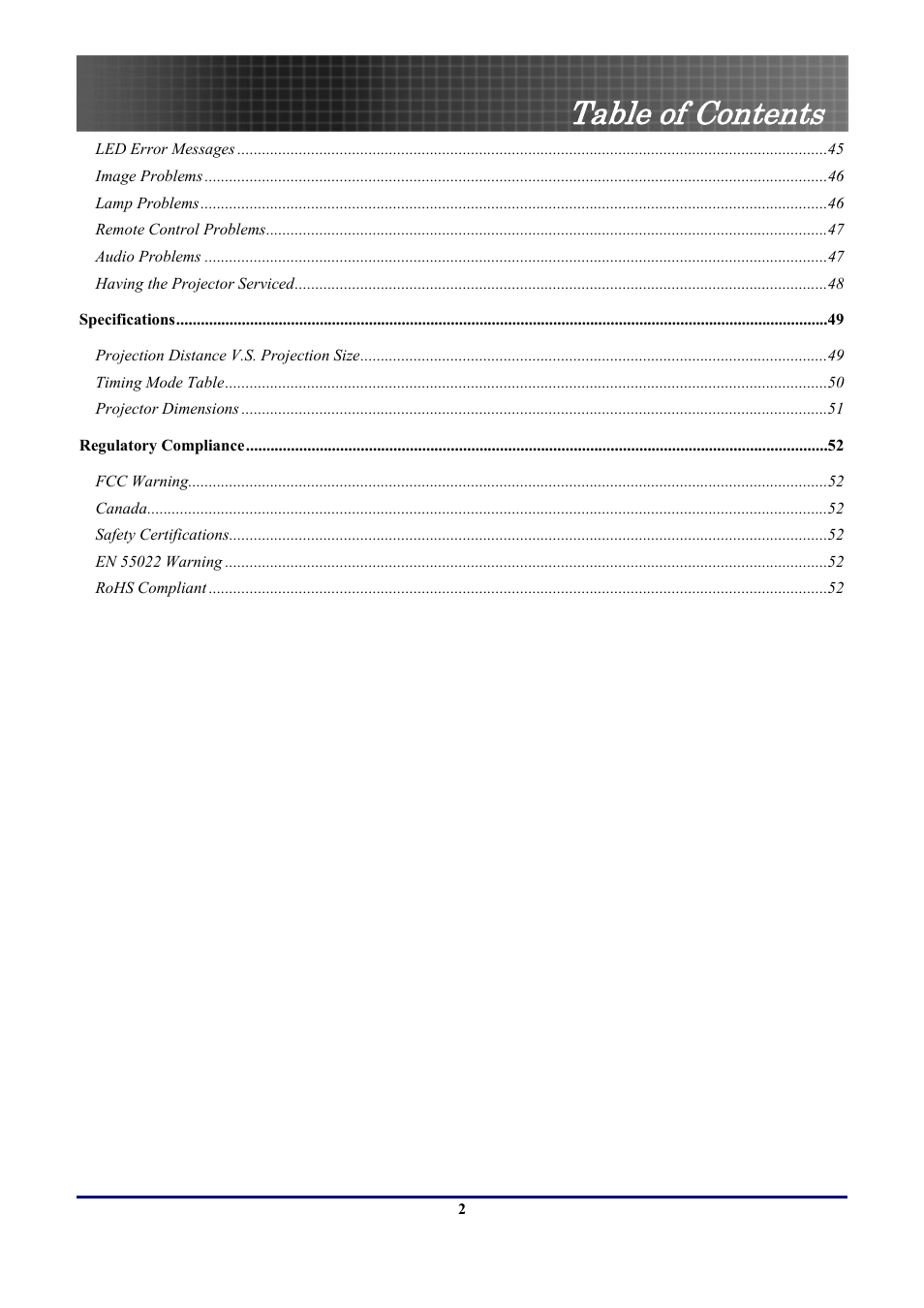 Optoma Optoma EP771 User Manual | Page 2 / 53