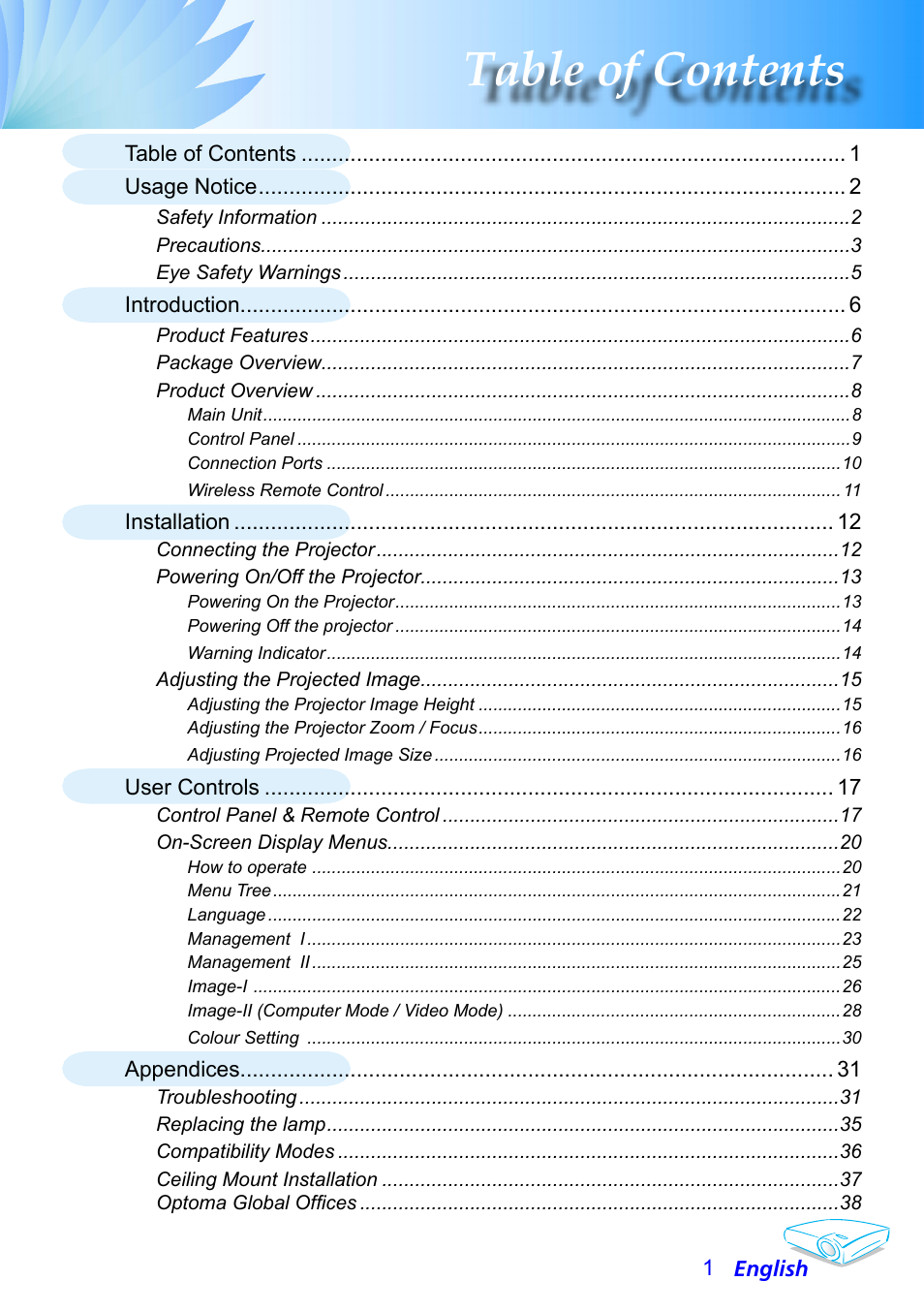 Optoma Optoma EP706 User Manual | 38 pages