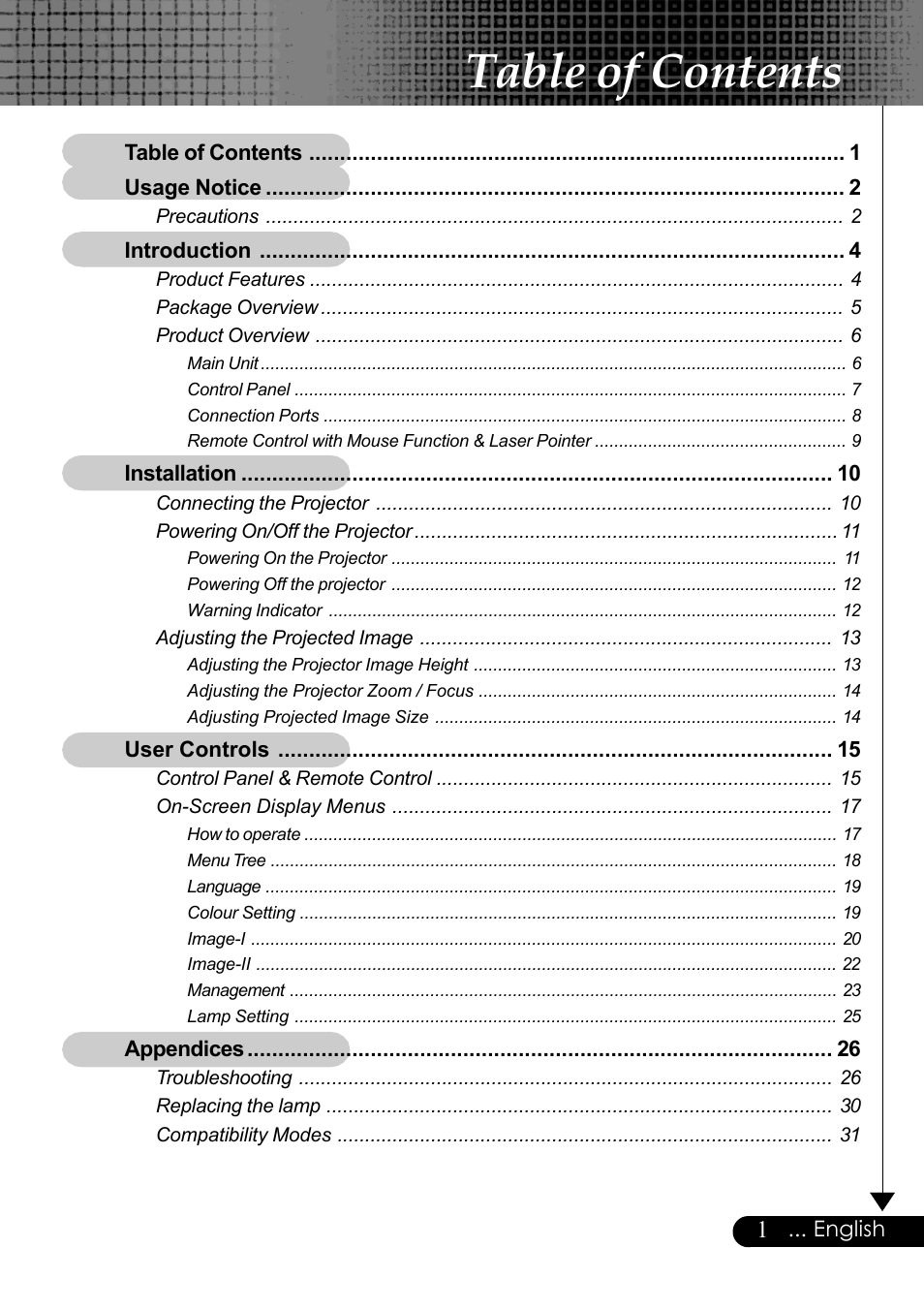 Optoma Optoma EP729 User Manual | 31 pages