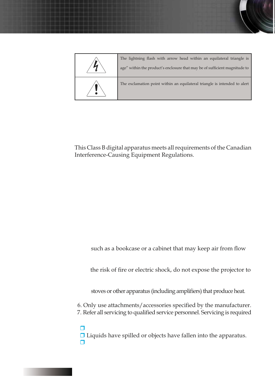 Usage notice, Safety information, Class b emissions limits | Important safety instruction | Optoma Optoma TXR774 User Manual | Page 2 / 68