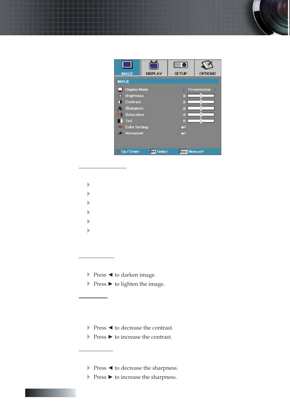 User controls, Image | Optoma Optoma TXR774 User Manual | Page 26 / 68