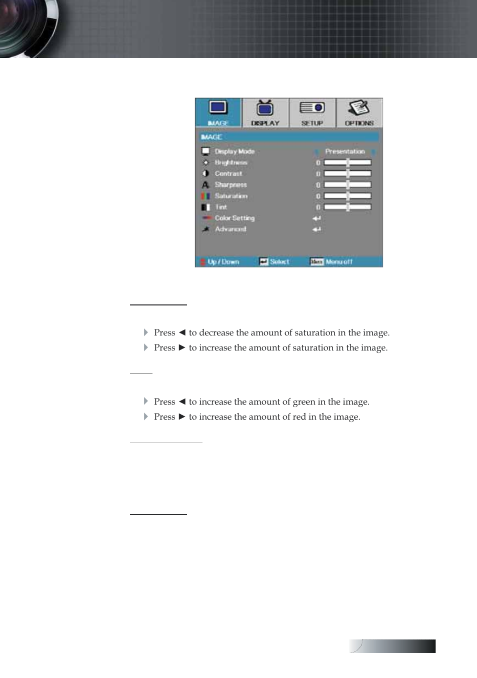 User controls, Image | Optoma Optoma TXR774 User Manual | Page 27 / 68