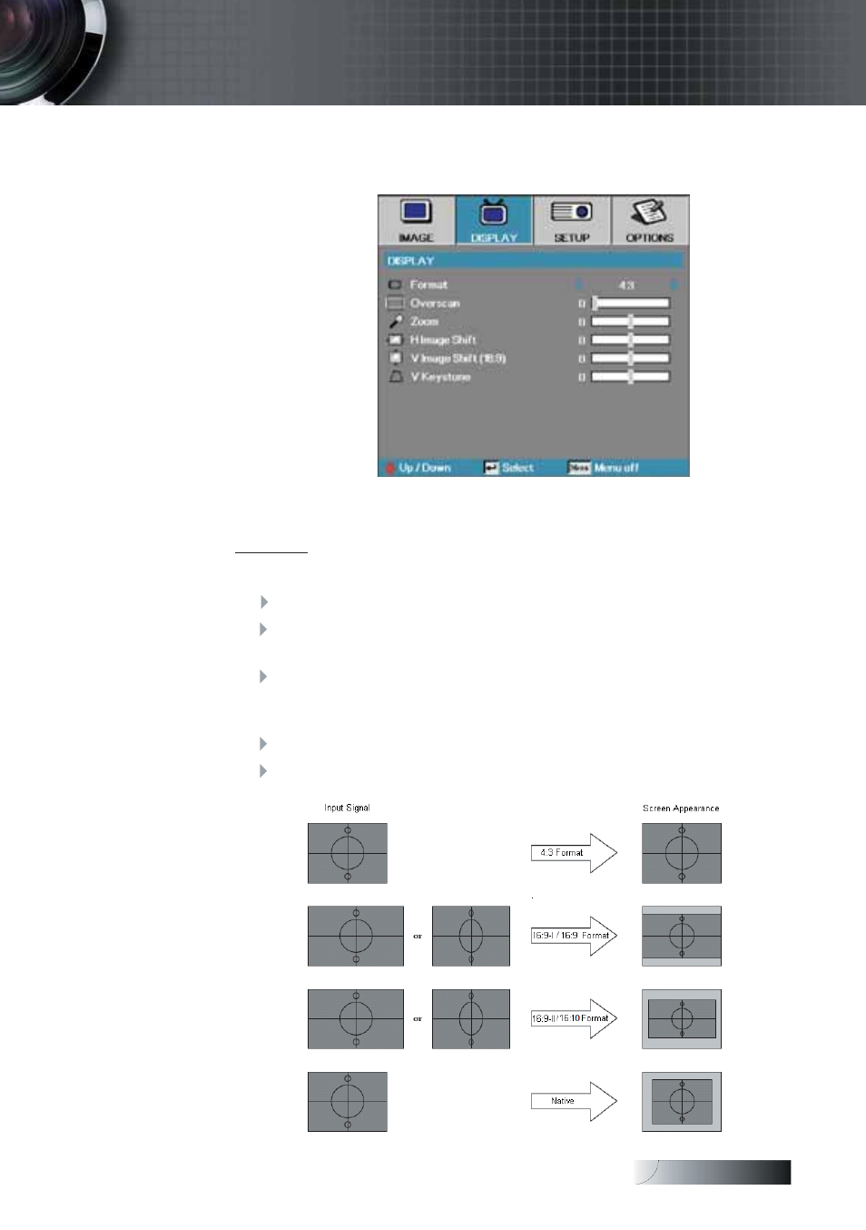 User controls, Display | Optoma Optoma TXR774 User Manual | Page 31 / 68