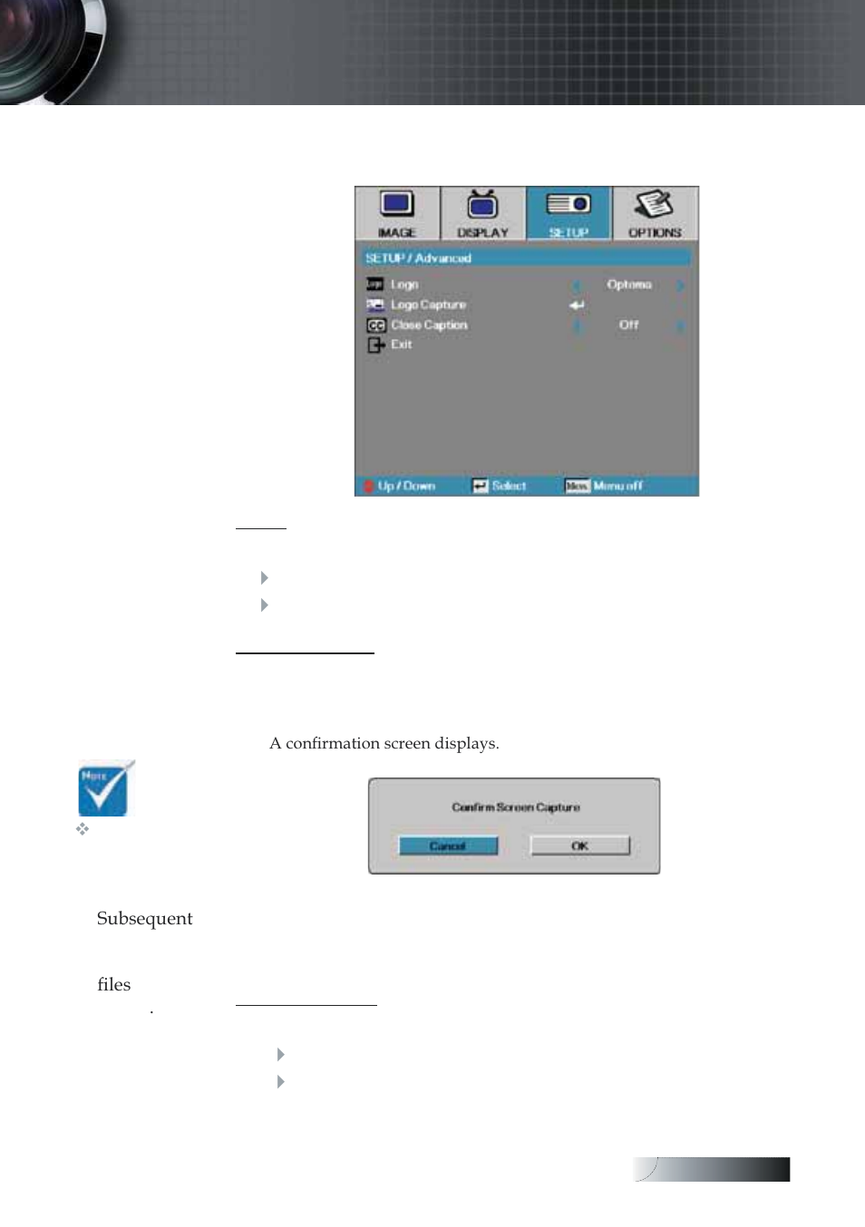 User controls, Setup | advanced | Optoma Optoma TXR774 User Manual | Page 41 / 68