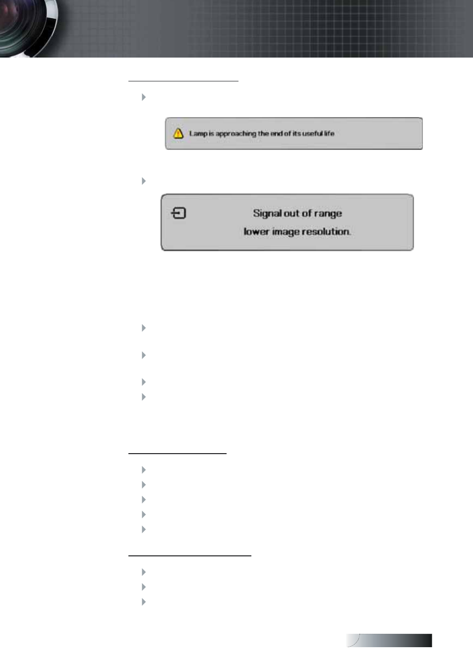 Appendices, Remote control problems, Audio problems | Optoma Optoma TXR774 User Manual | Page 55 / 68
