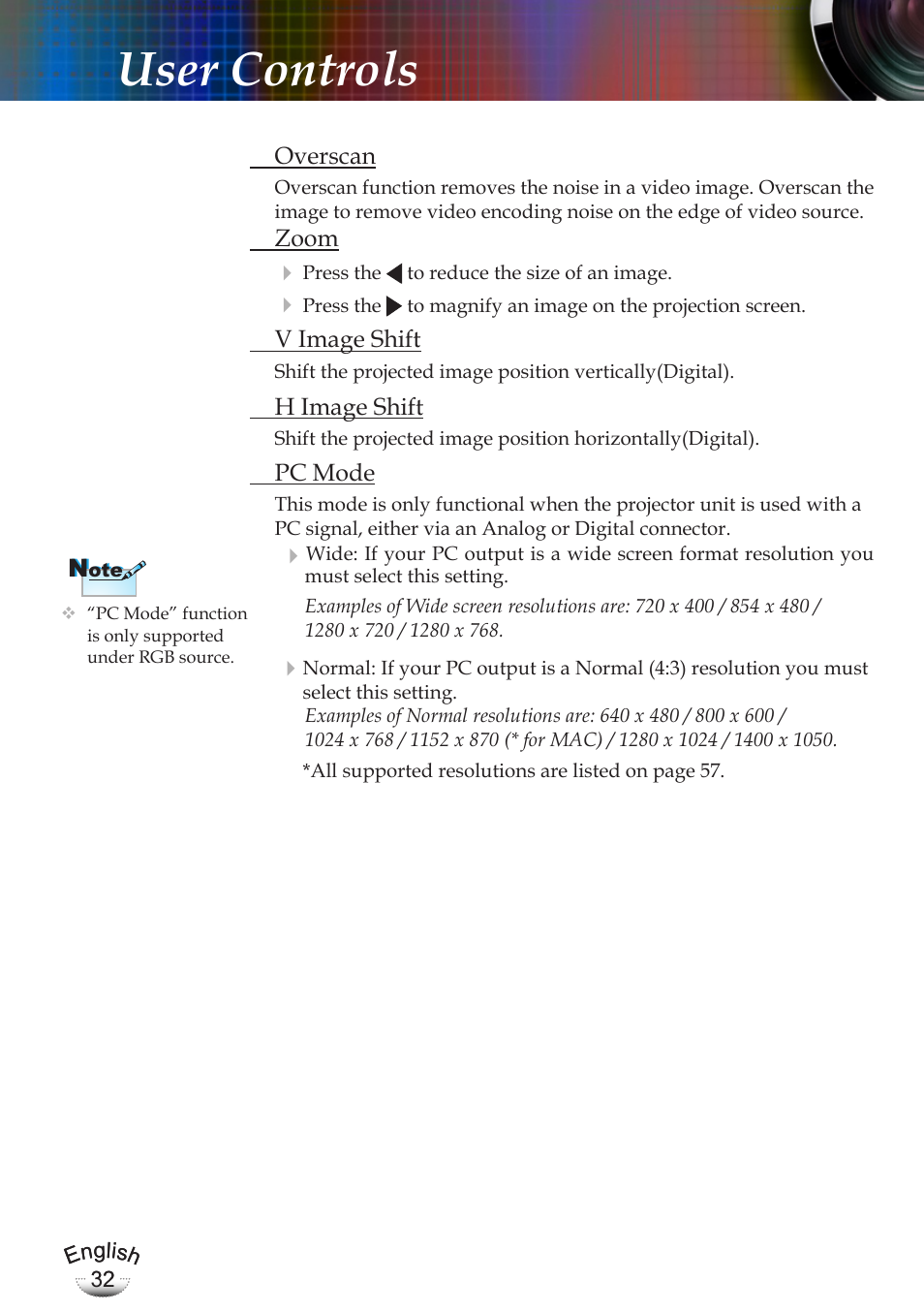 User controls | Optoma EP783 User Manual | Page 32 / 65