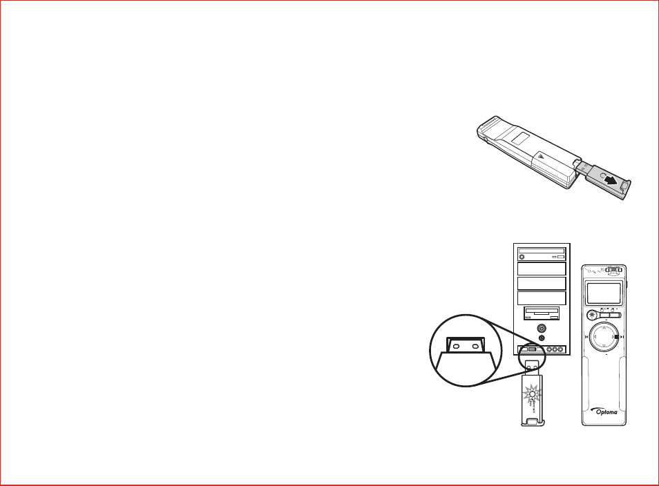 2 removing the wireless usb receiver, 3 installing the wireless usb receiver, Lr4 user manual chapter 1 introducing lr4 7 | Optoma LR4 User Manual | Page 11 / 18