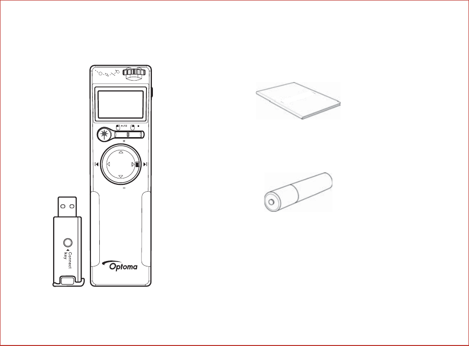 2 package contents, Lr4 user manual chapter 1 introducing lr4 3, Lr4 and wireless usb receiver | User manual aaa battery x 1 | Optoma LR4 User Manual | Page 7 / 18