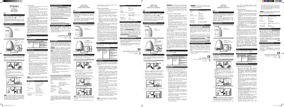 Oregon UV Sensor UVN800 User Manual | 2 pages