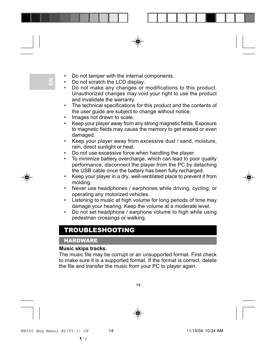 Troubleshooting | Oregon MP200 User Manual | Page 17 / 22