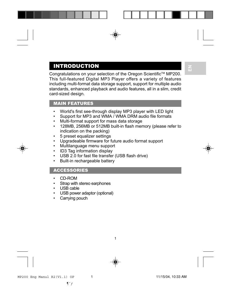 Introduction | Oregon MP200 User Manual | Page 4 / 22