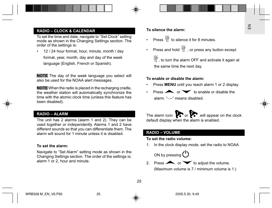 Oregon WRB308 User Manual | Page 25 / 31