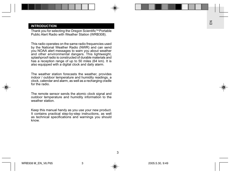 Oregon WRB308 User Manual | Page 3 / 31