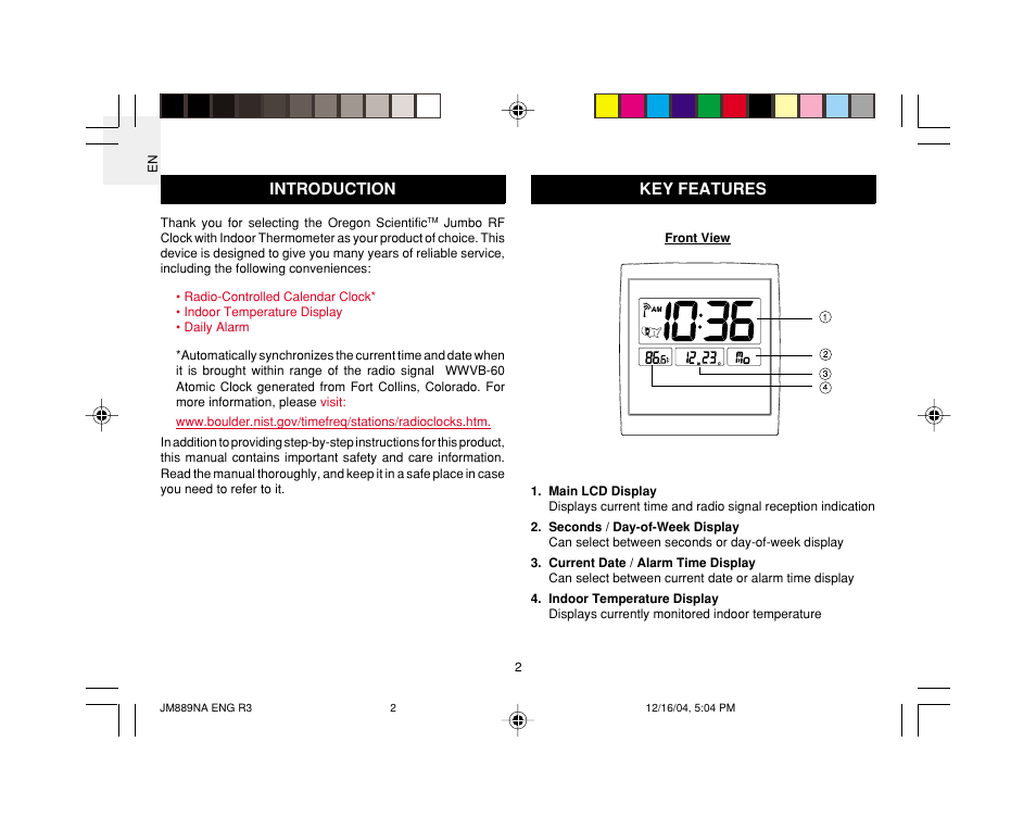 Introduction, Key features | Oregon JM889NA User Manual | Page 3 / 16