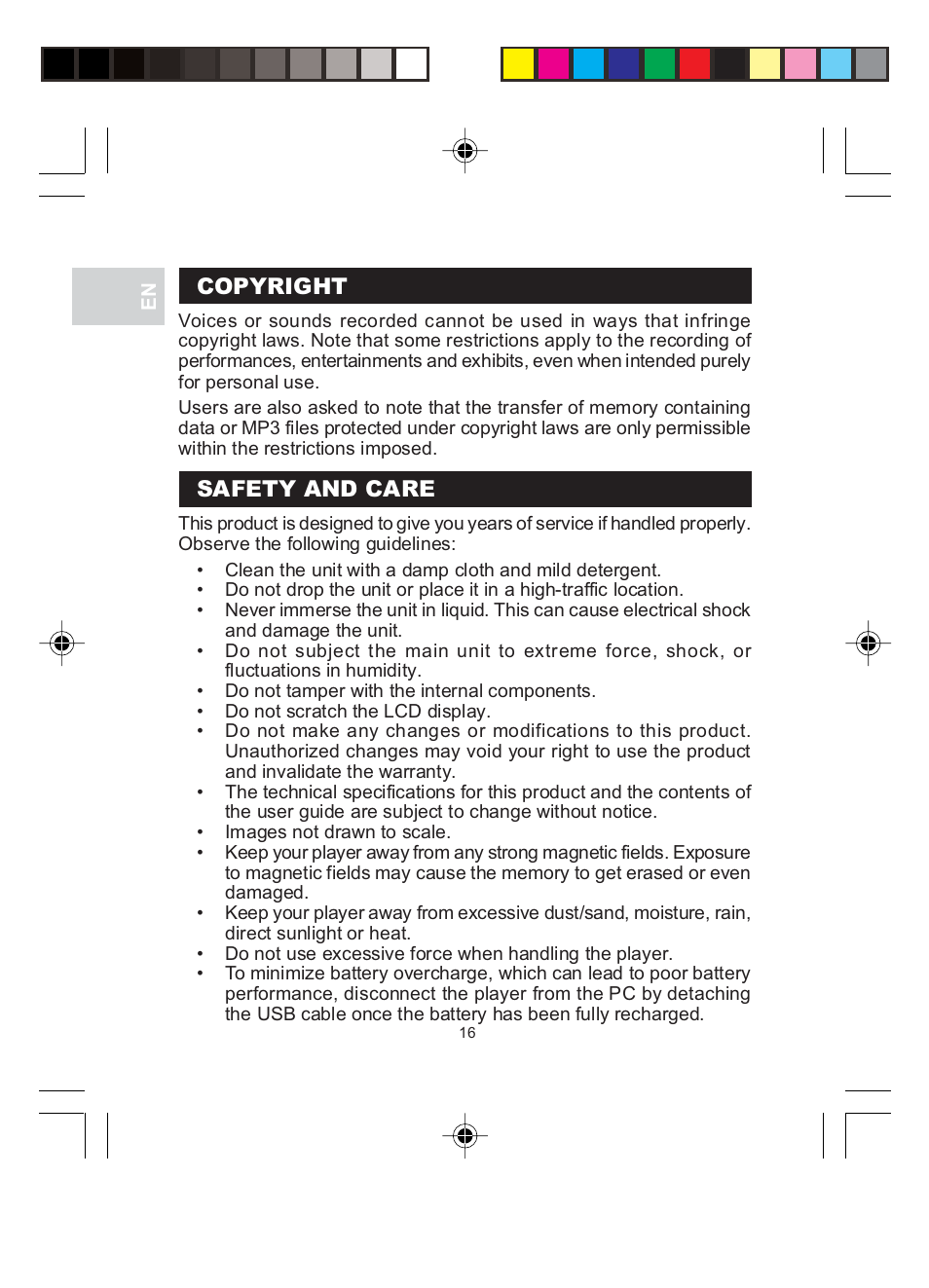 Copyright, Safety and care | Oregon MP 210 User Manual | Page 19 / 24