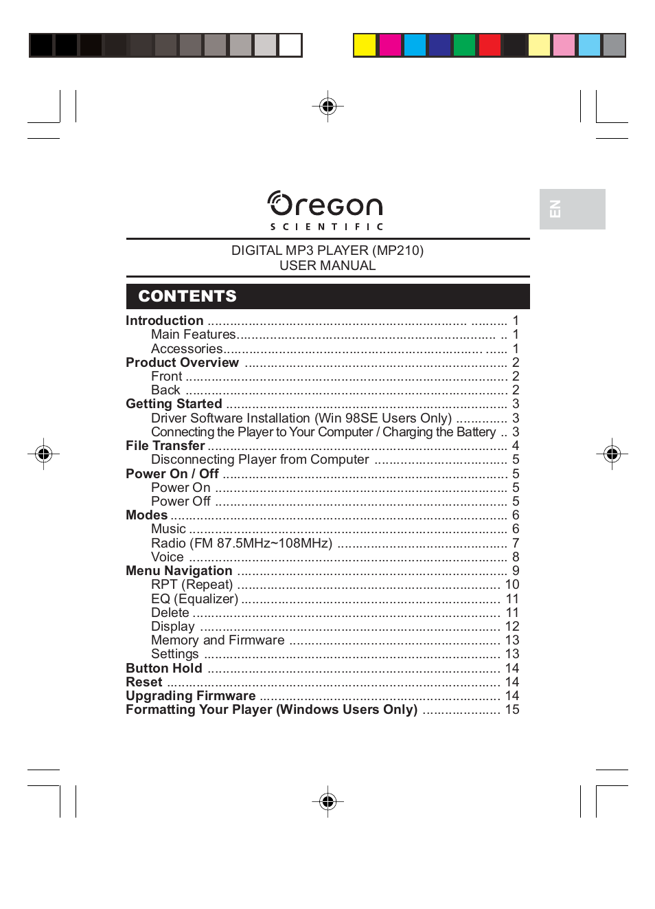 Oregon MP 210 User Manual | Page 2 / 24