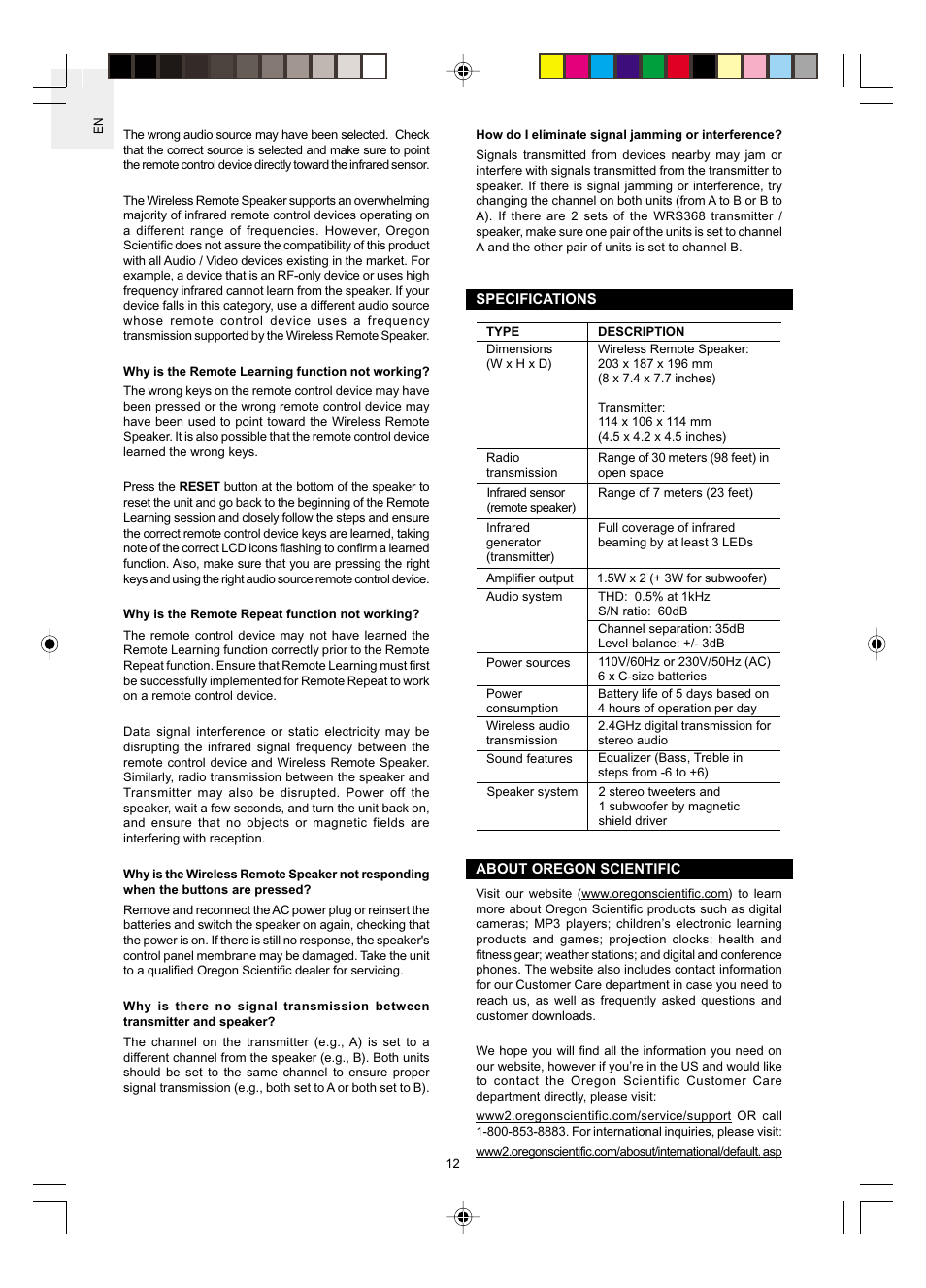Oregon WRS368 User Manual | Page 13 / 14