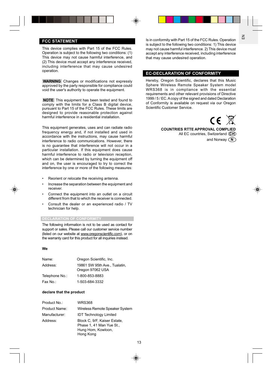 Oregon WRS368 User Manual | Page 14 / 14