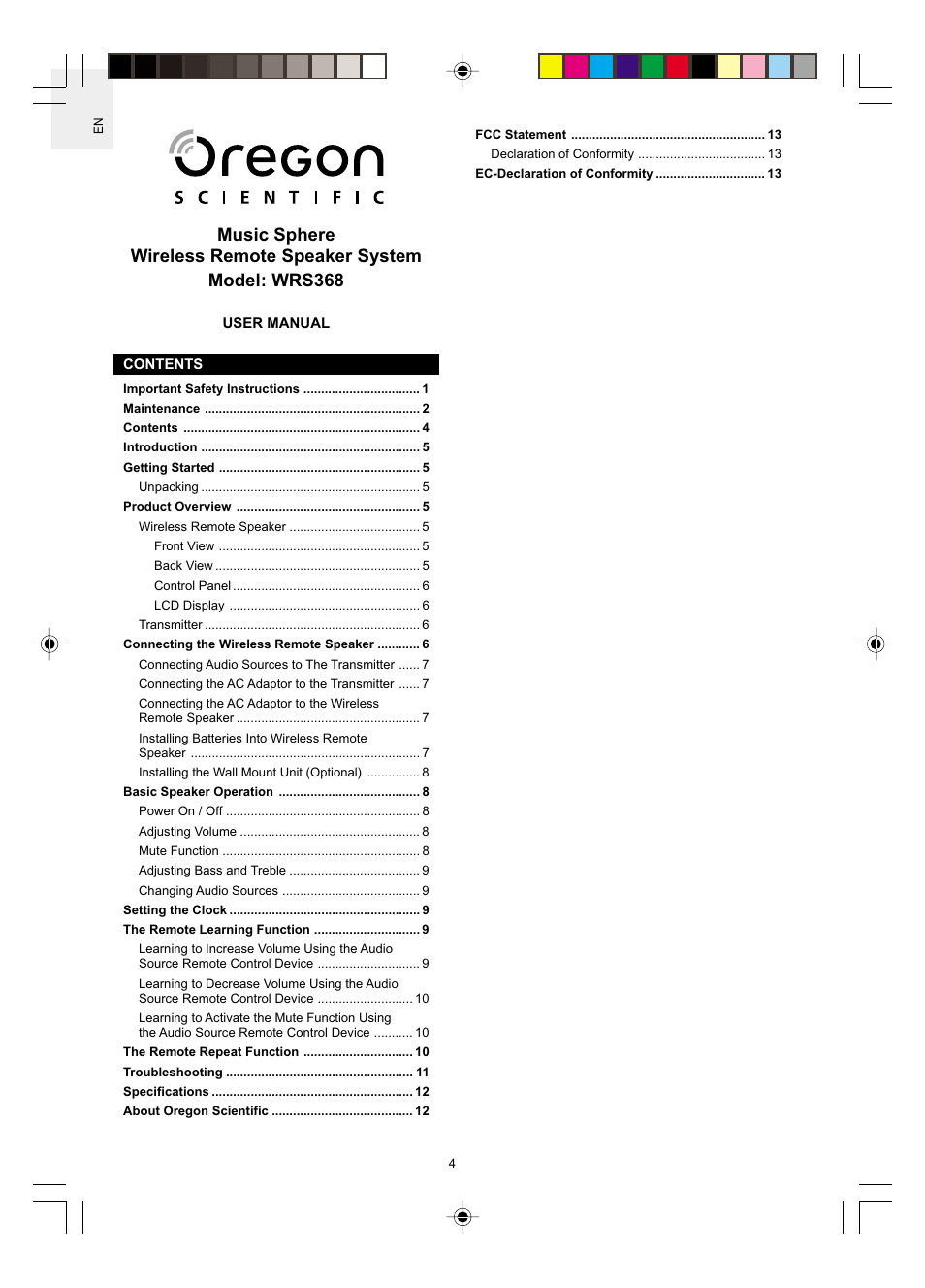 Oregon WRS368 User Manual | Page 5 / 14