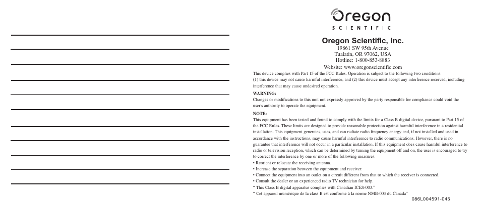 Oregon scientific, inc | Oregon ATC-2K User Manual | Page 17 / 17