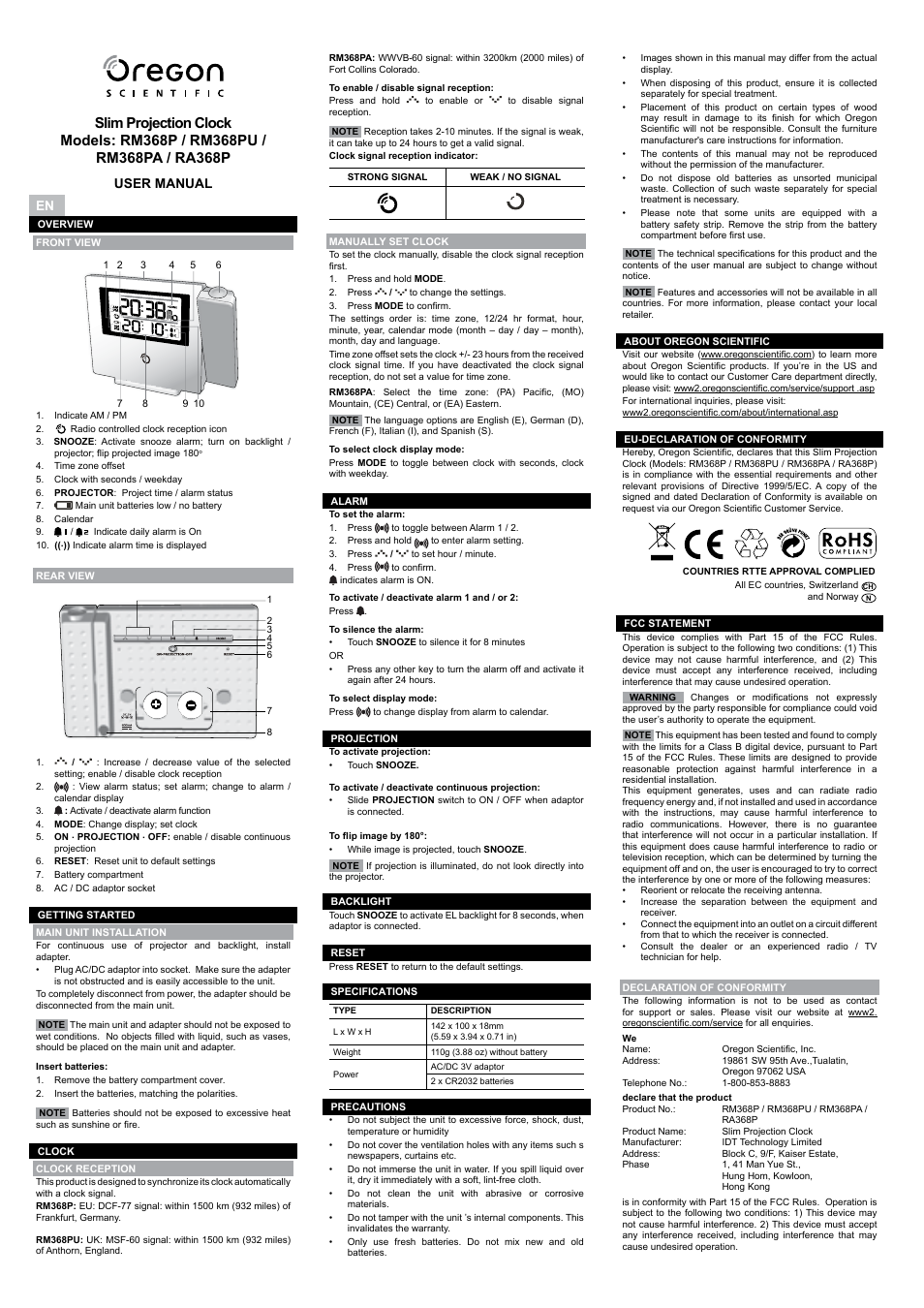 Oregon RM368PA User Manual | 8 pages