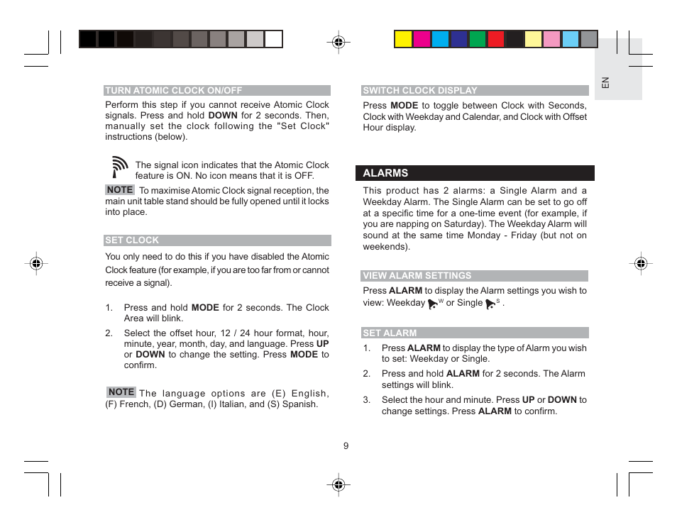Oregon Wireless Thermo-Hygro Clock RMR616HGA User Manual | Page 10 / 16