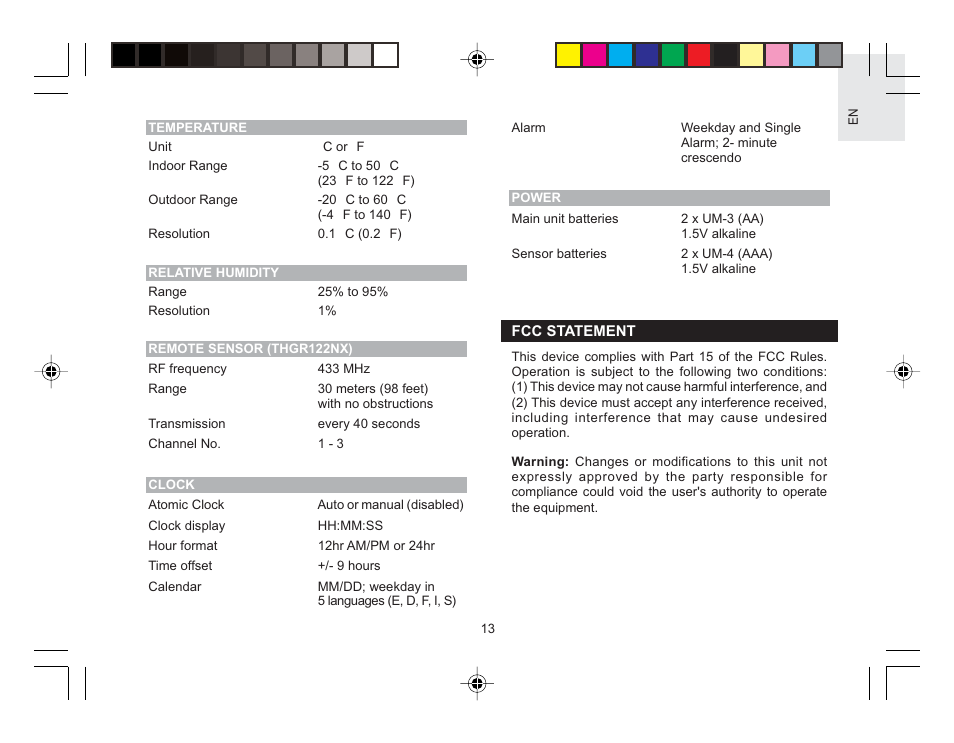 Oregon Wireless Thermo-Hygro Clock RMR616HGA User Manual | Page 14 / 16