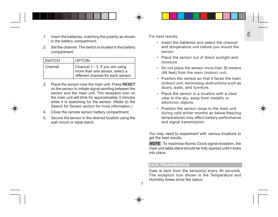 Oregon Wireless Thermo-Hygro Clock RMR616HGA User Manual | Page 8 / 16