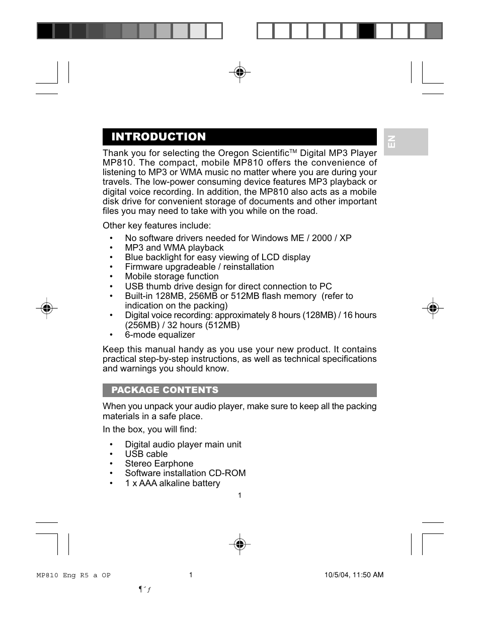 Introduction | Oregon MP810 User Manual | Page 4 / 22