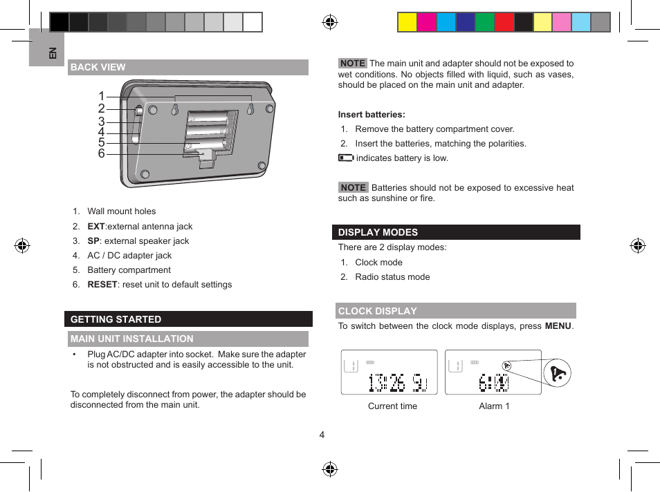 Rted, Tallation, Display modes | Play | Oregon WR608 User Manual | Page 5 / 53