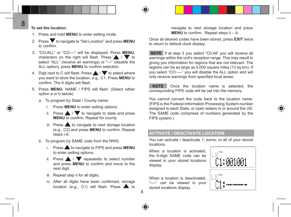 Locations | Oregon WR608 User Manual | Page 9 / 53