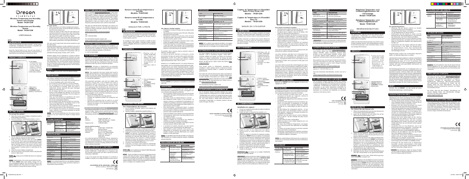 Oregon THGN122N User Manual | 2 pages