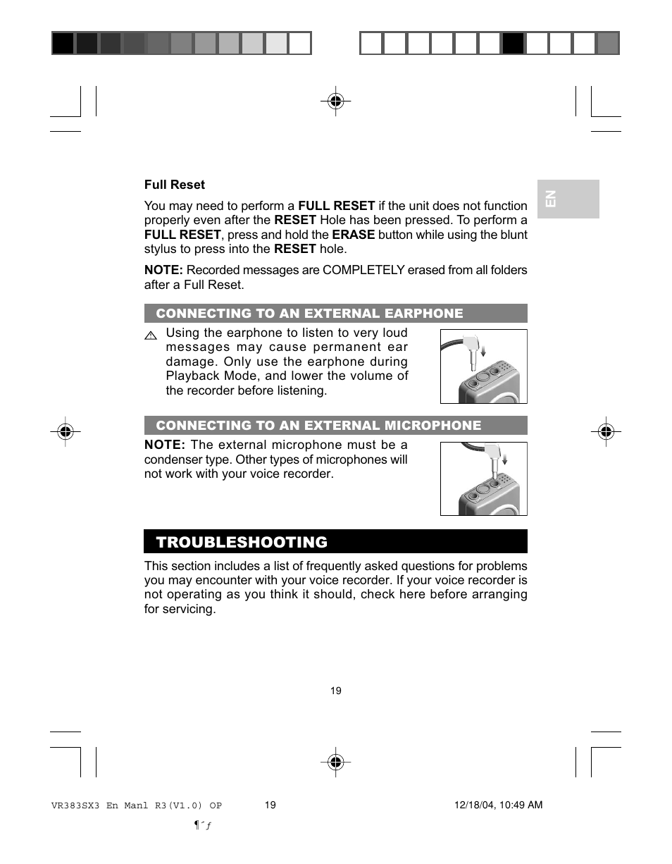 Troubleshooting | Oregon VR383SX3 User Manual | Page 22 / 28