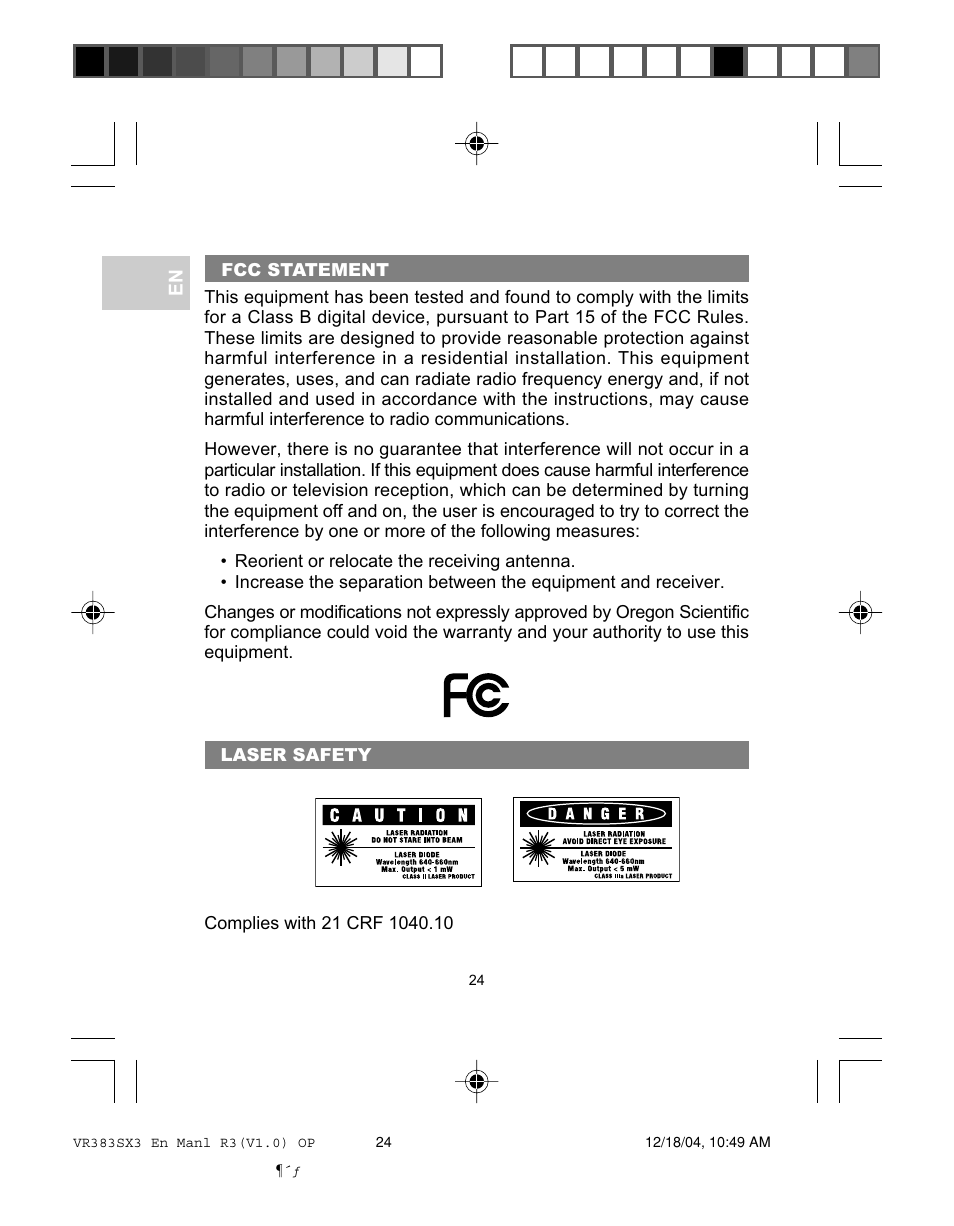 Oregon VR383SX3 User Manual | Page 27 / 28